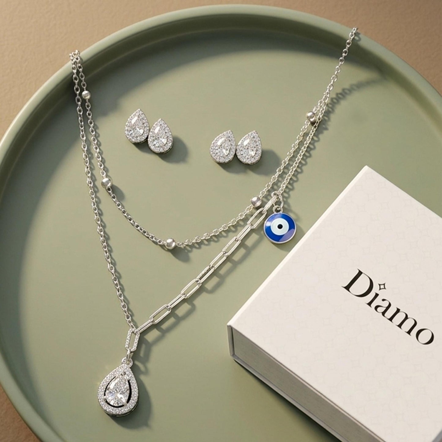 925 Sterling Silver Evil Eye Layered Necklace