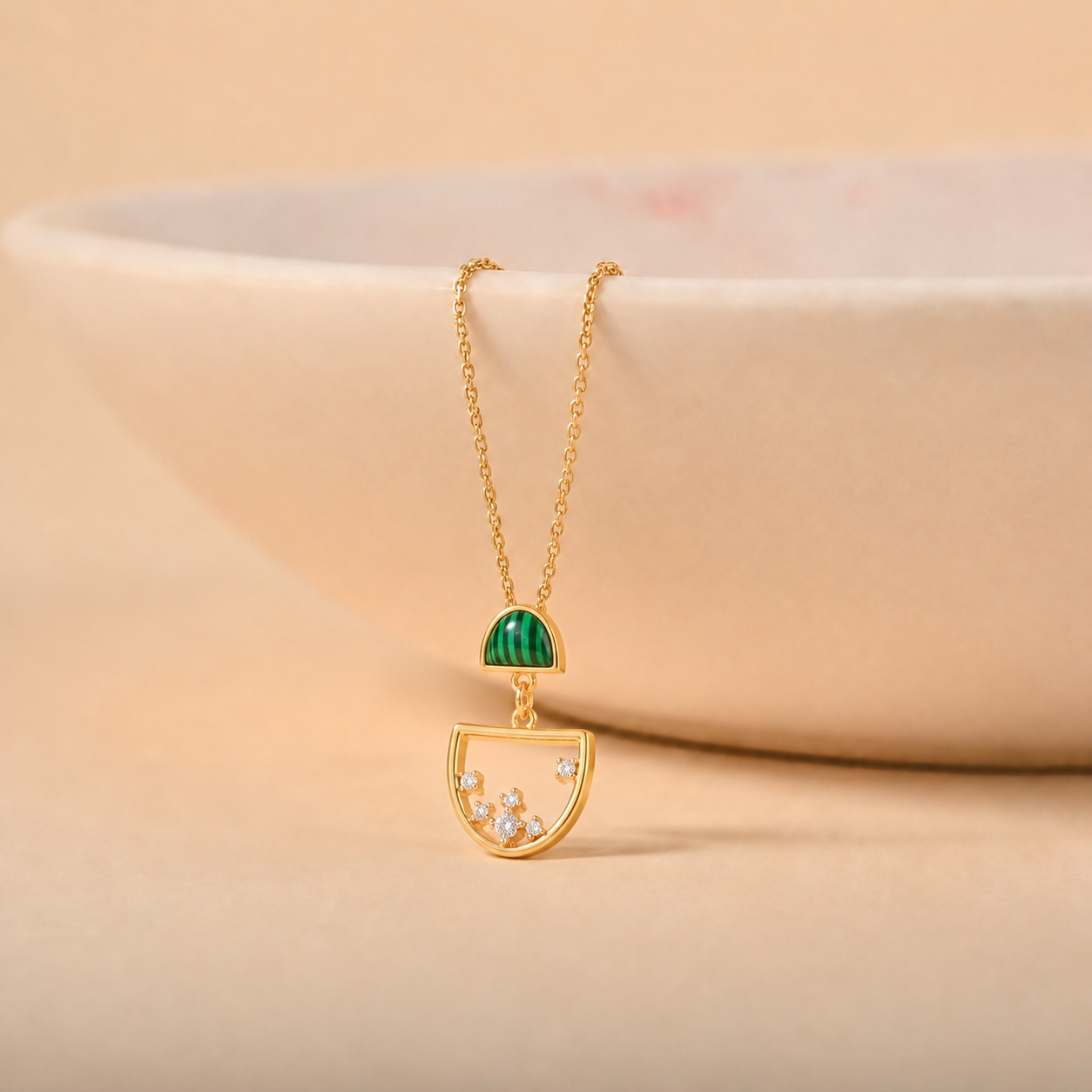 Verdant Celestial Art Deco Pendant