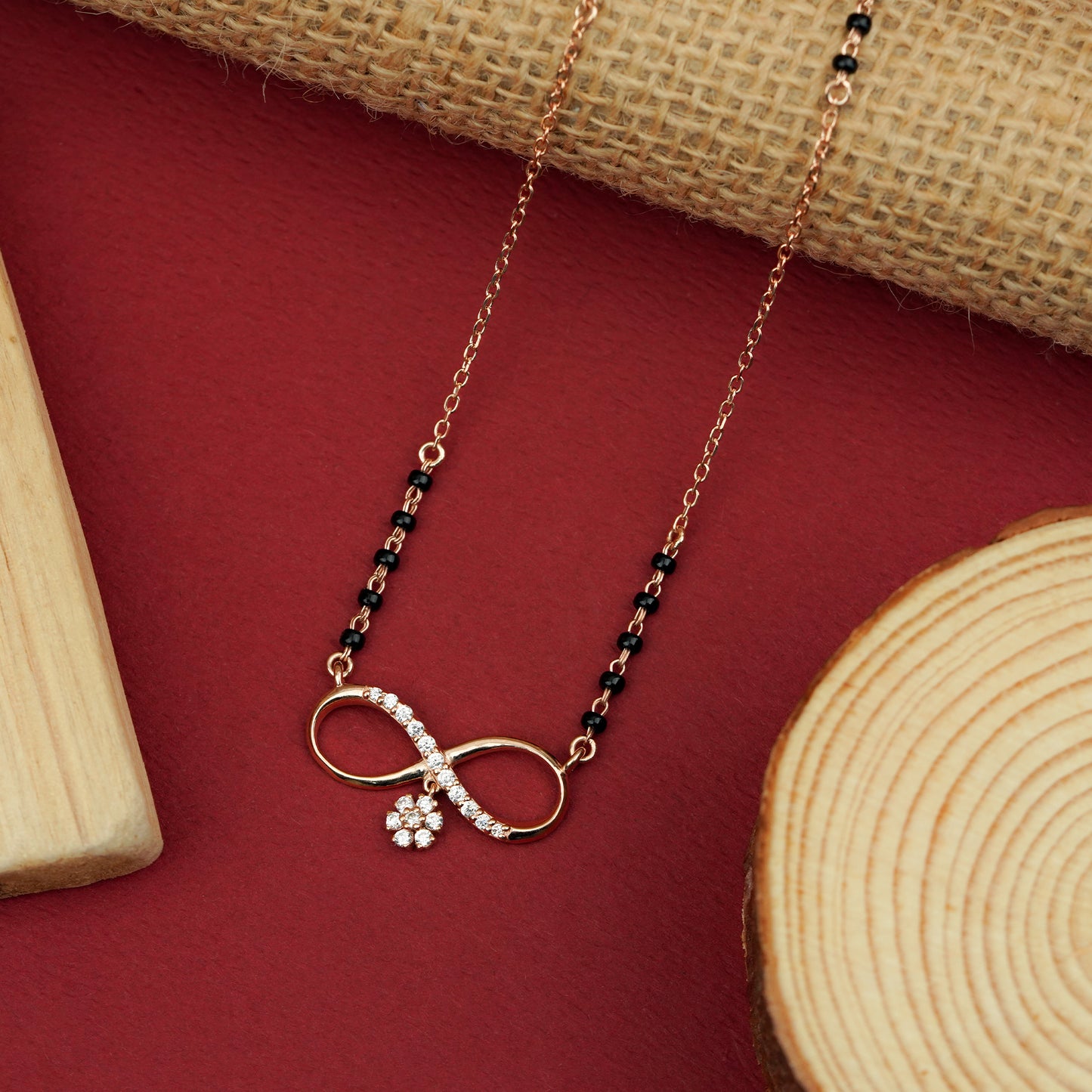 Infinity Floral Mangalsutra Pendant in 925 Silver - diamo
