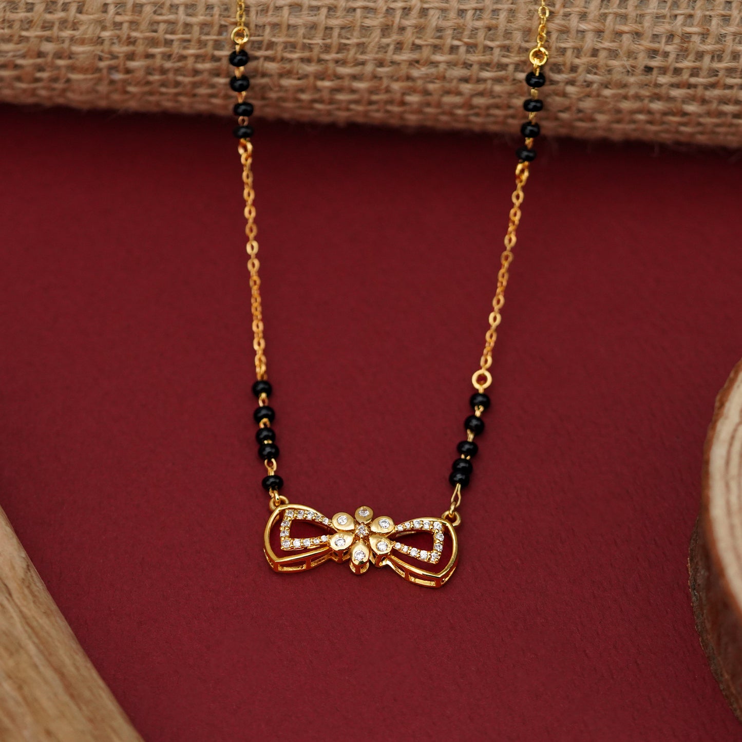 Golden Bow Sparkle 925 Silver Mangalsutra