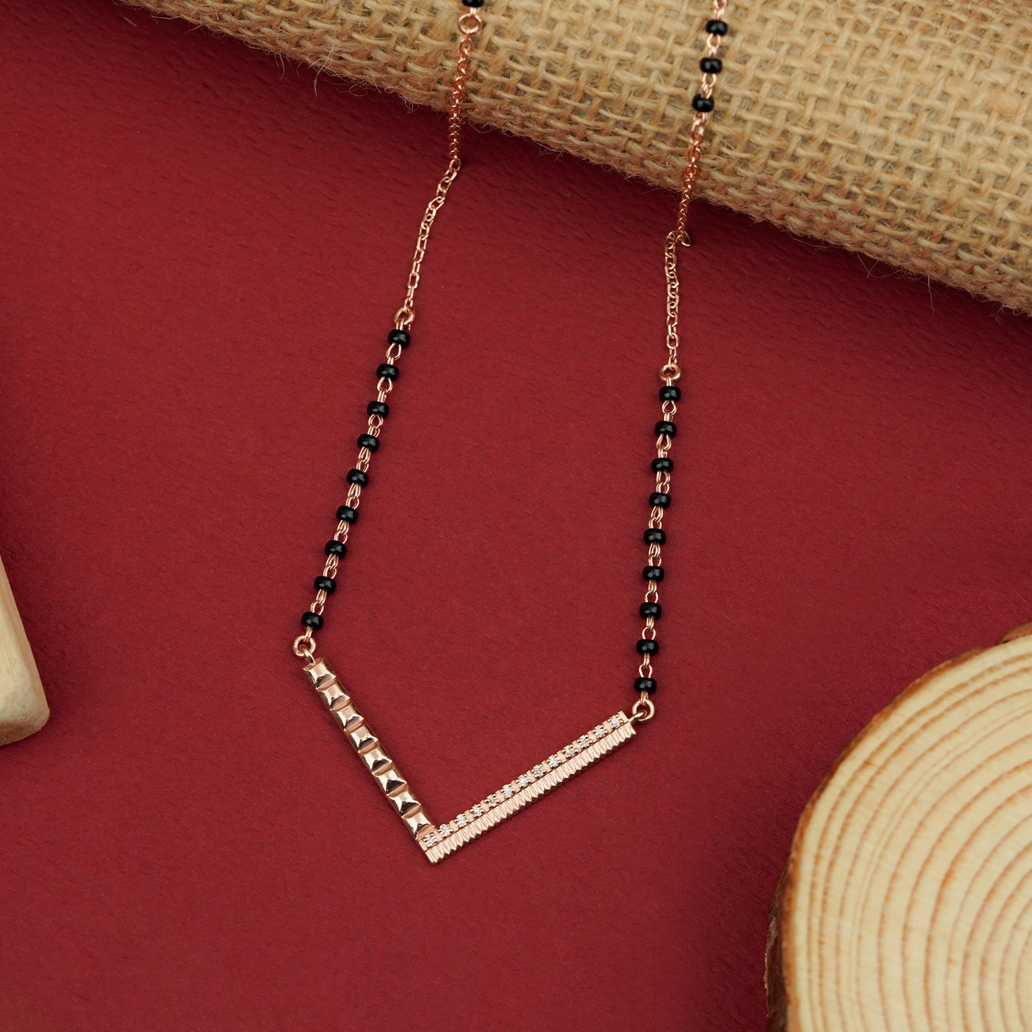 V-Shape Modern Mangalsutra Pendant in 925 Silver