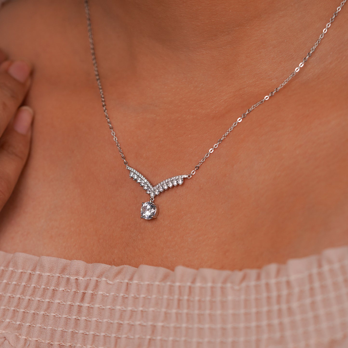 Celestial Wing Diamond Drop Necklace