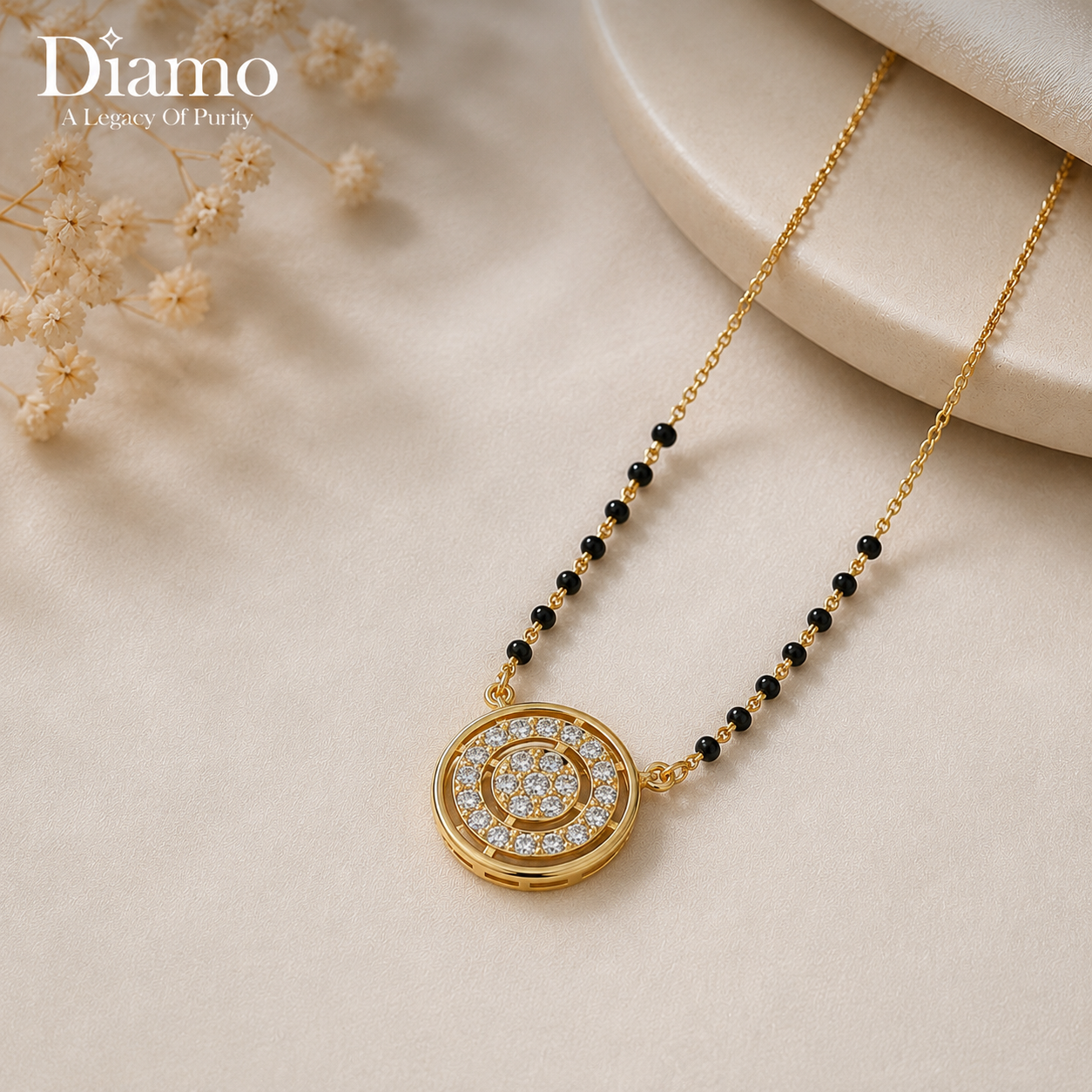 Round Charm 925 Silver Mangalsutra