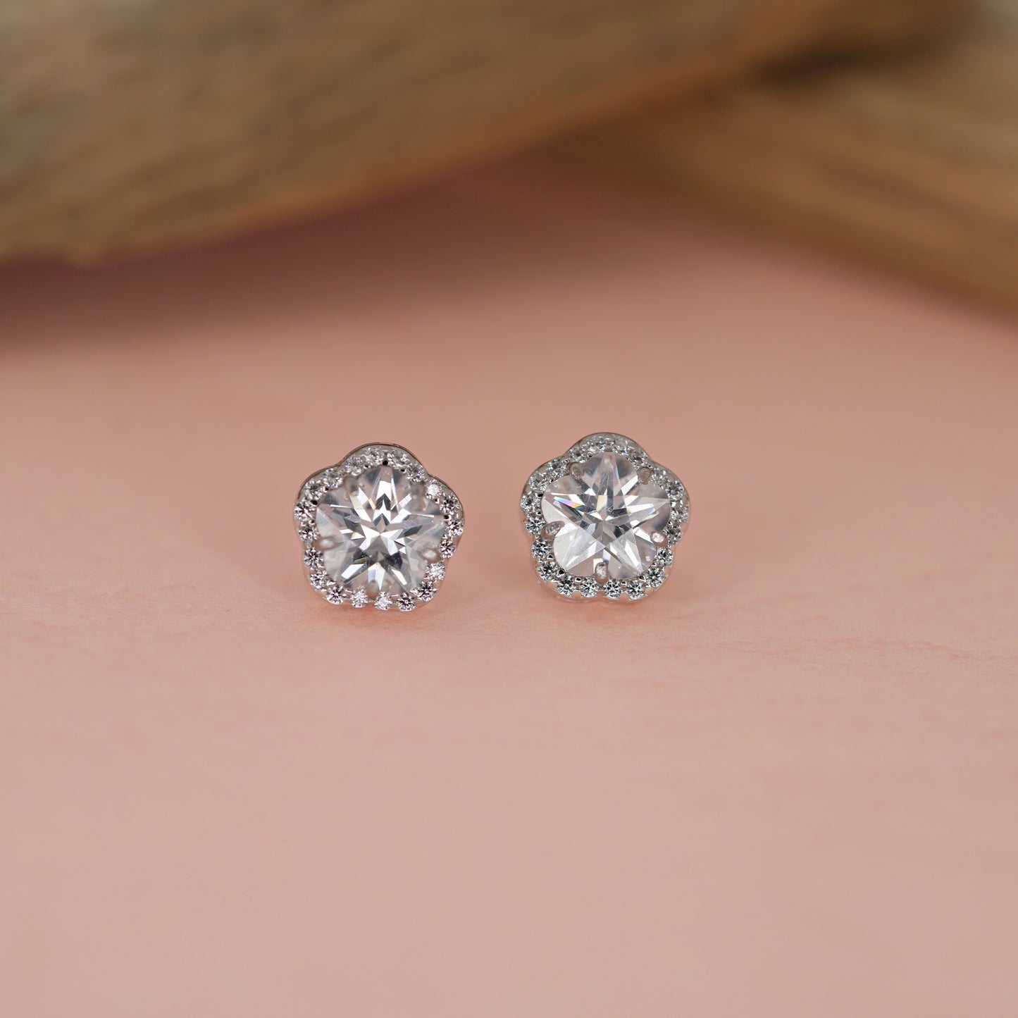 Lustro Classic Crystal Halo Stud Earrings
