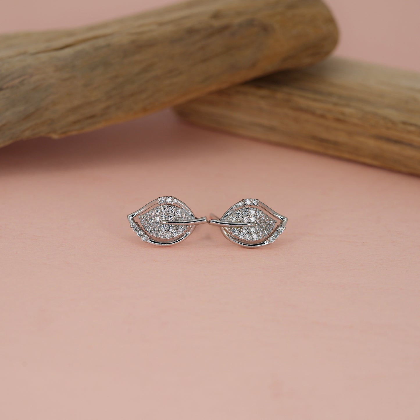 Leaf Whisper Diamond-Cut Stud Earrings