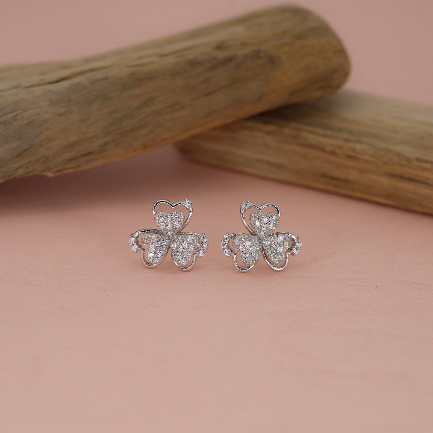 Blossom Gleam Silver-Tone Floral Stud Earrings