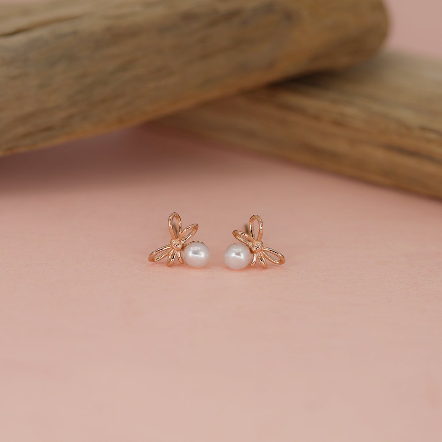 Rose Grace Pearl & Bow Stud Earrings