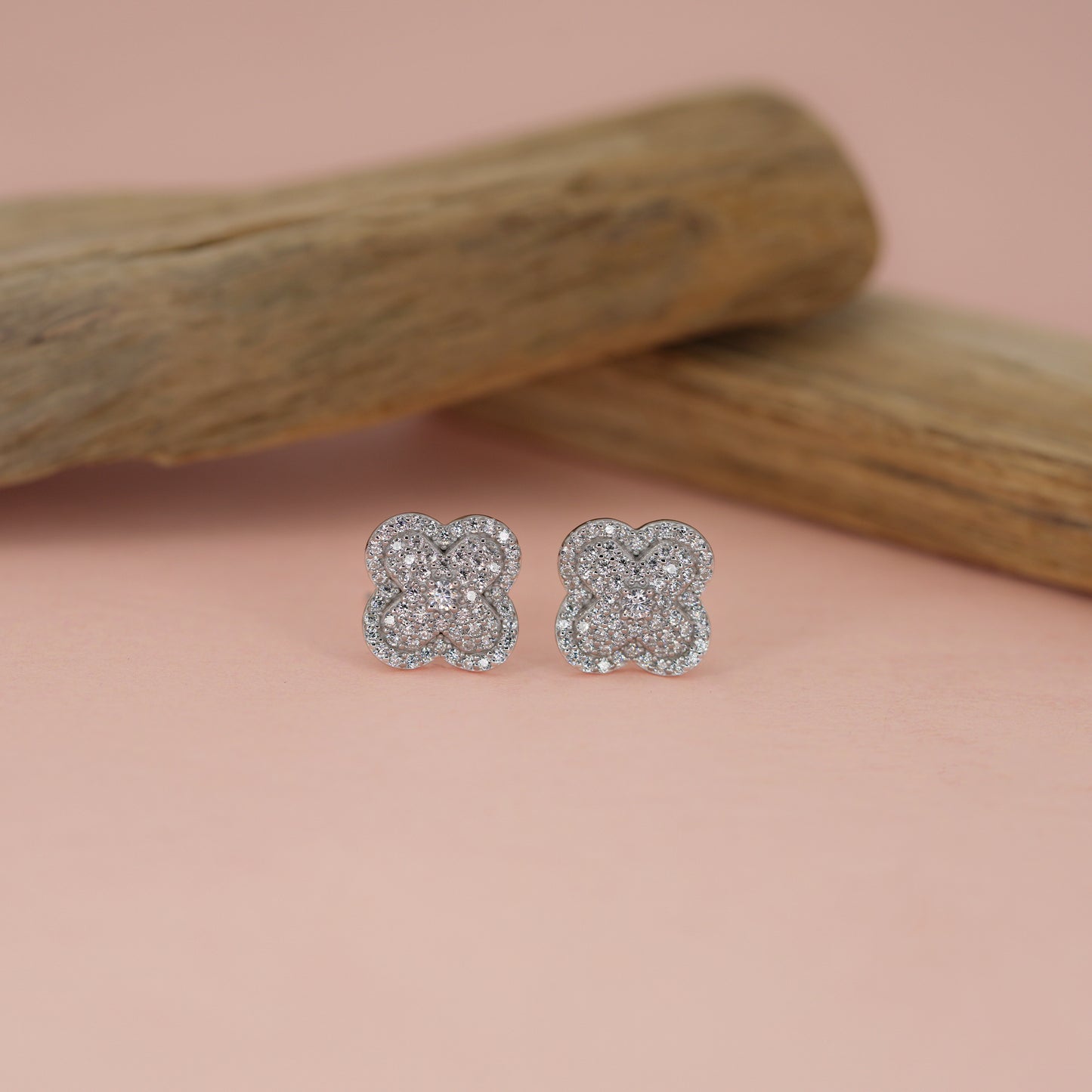 Celeste Sparkle Clover Stud Earrings