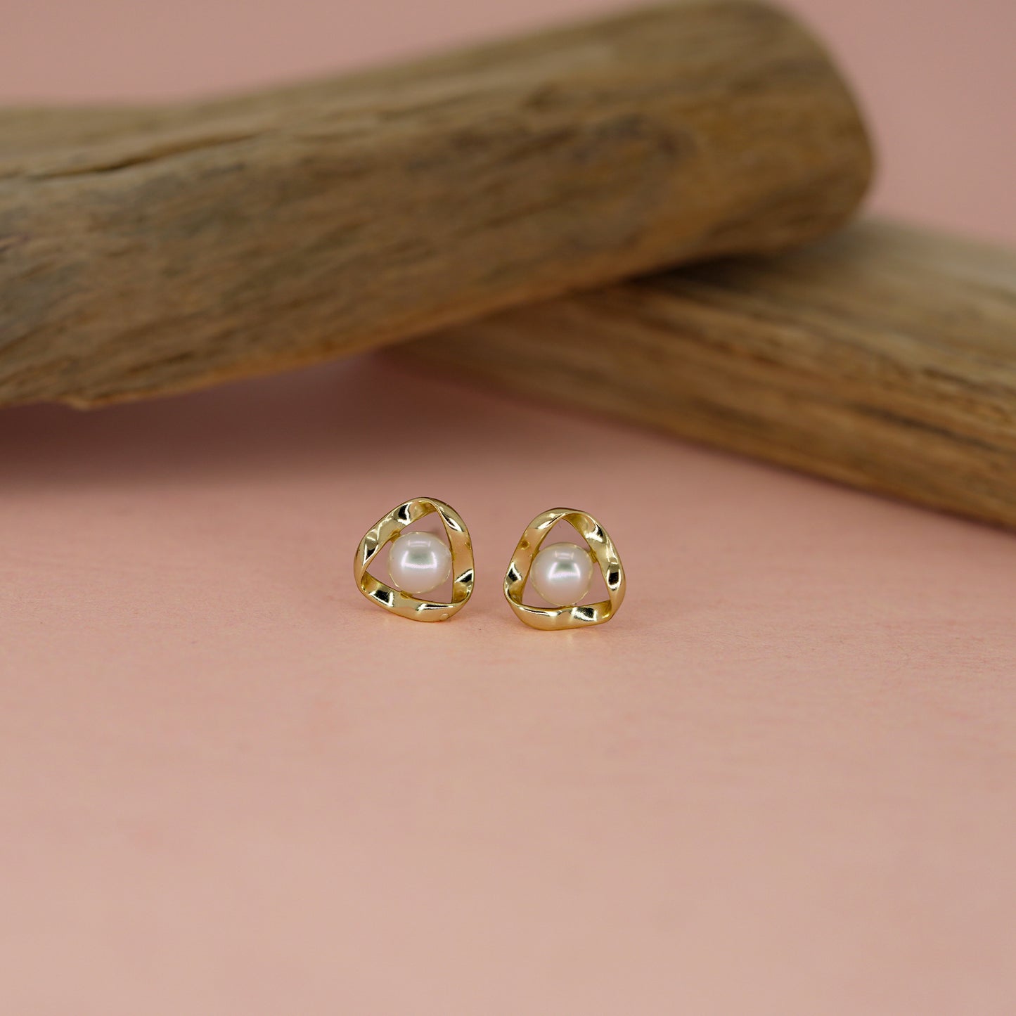 Classic Pearl Bloom Gold Stud Earrings