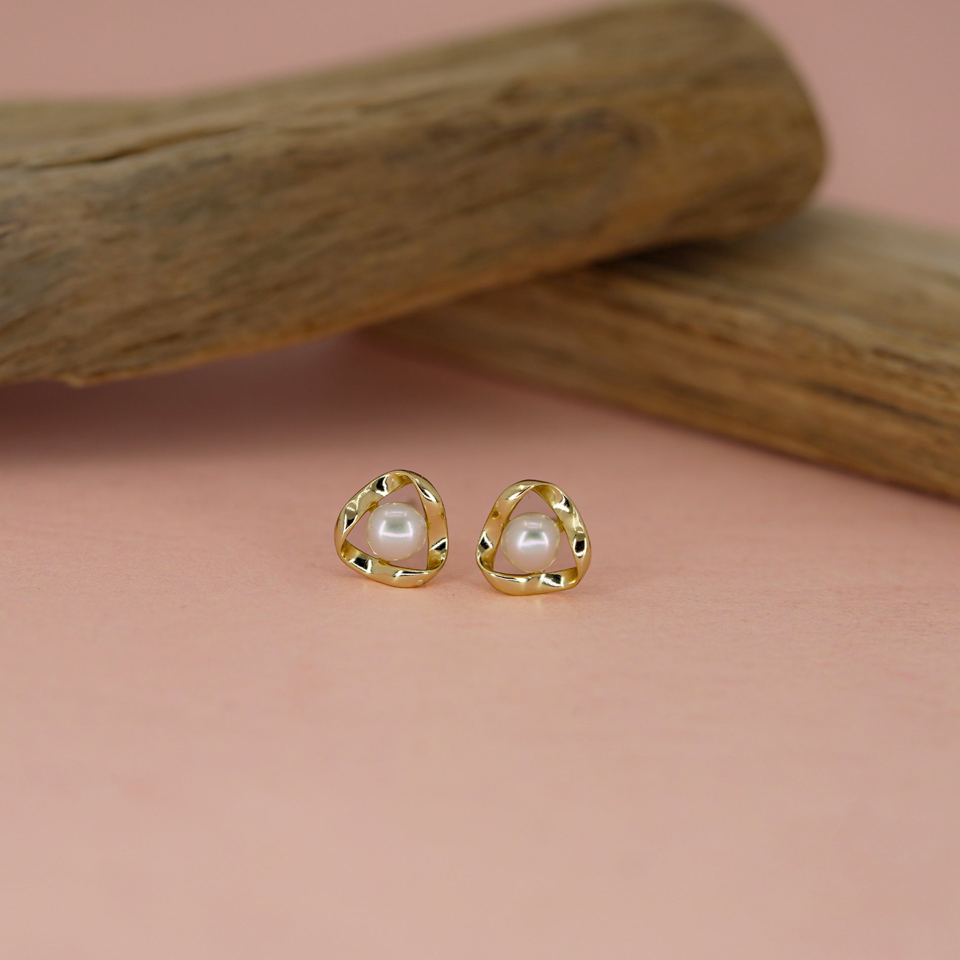 Classic Pearl Bloom Gold Stud Earrings