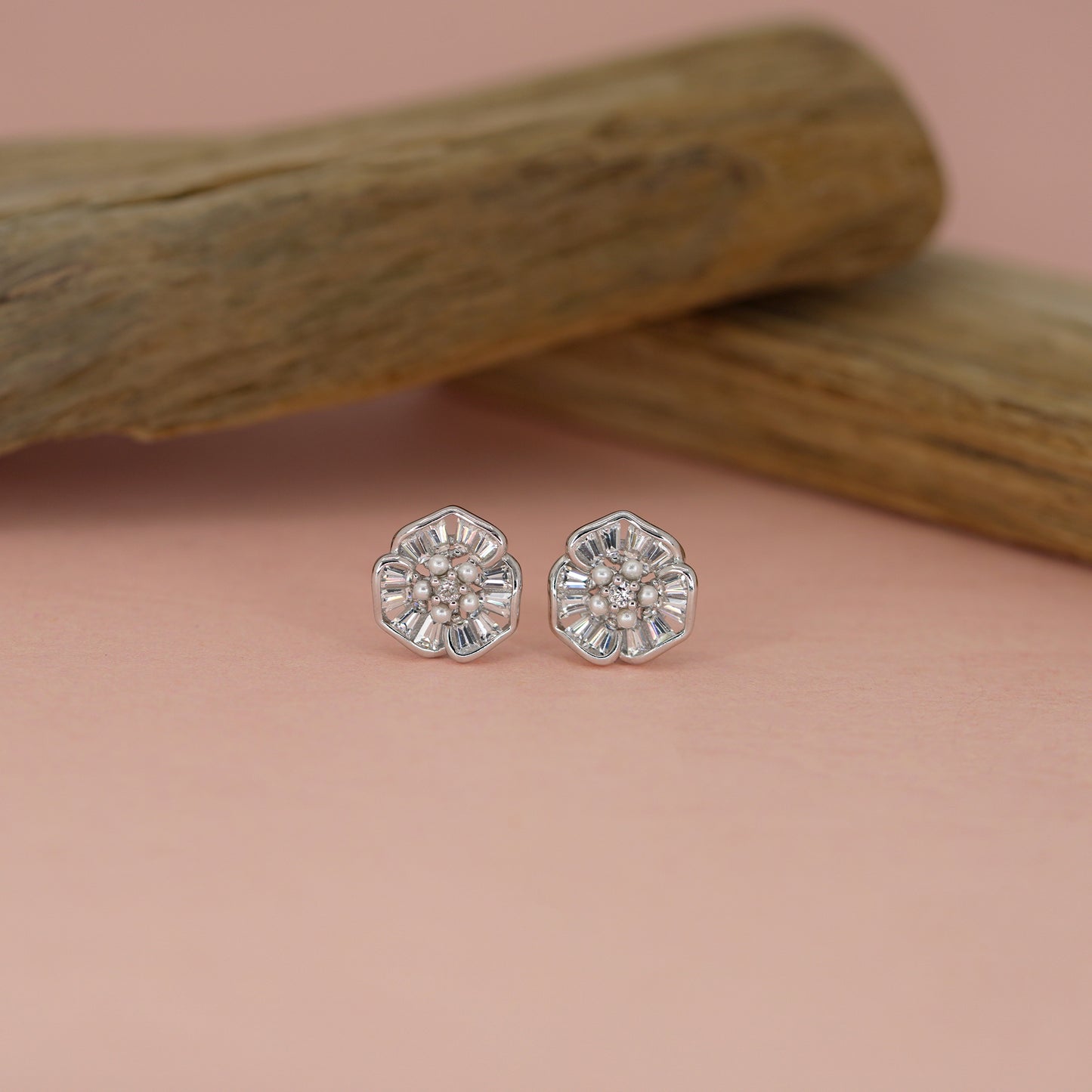 Radiant Bloom Solitaire Stud Earrings