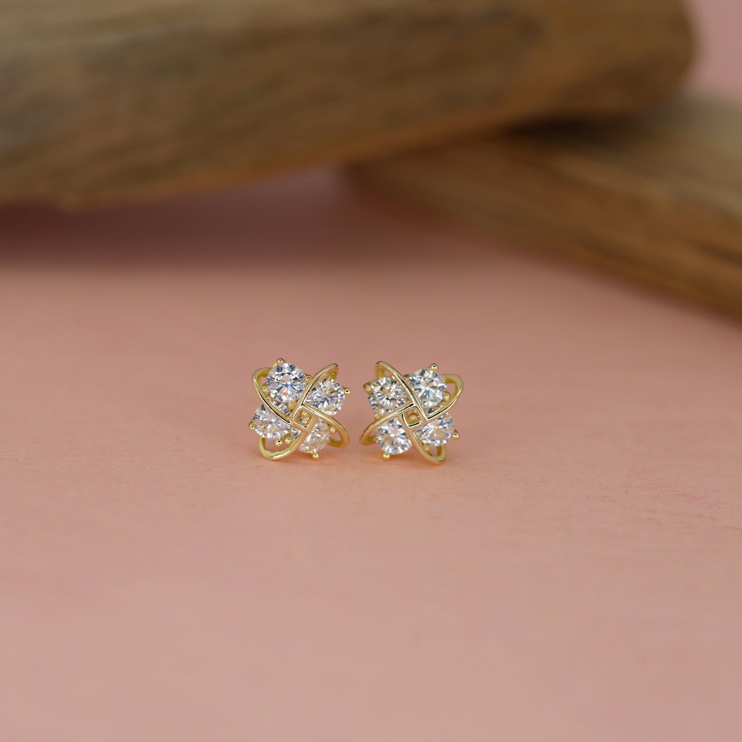 Golden Bloom Diamond Studs