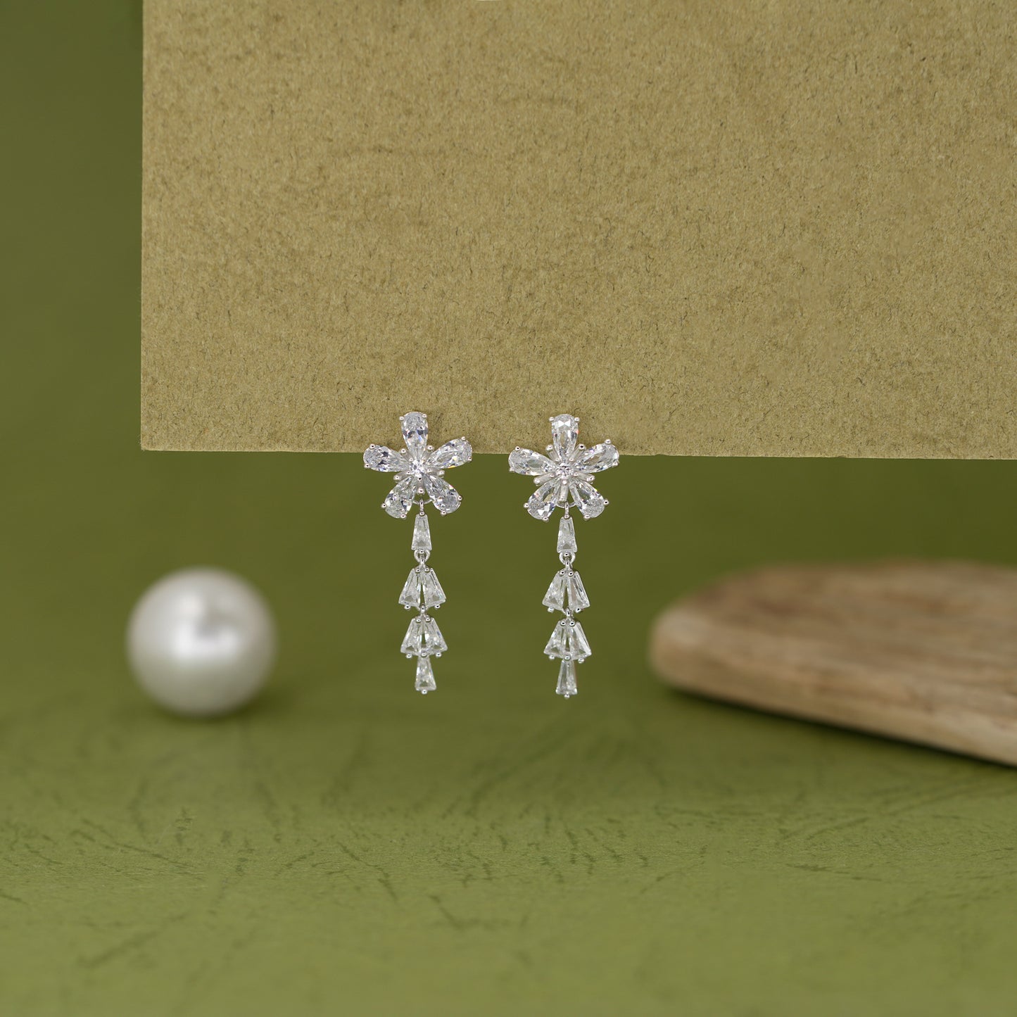 Starlit Elegance Floral Drop Earrings
