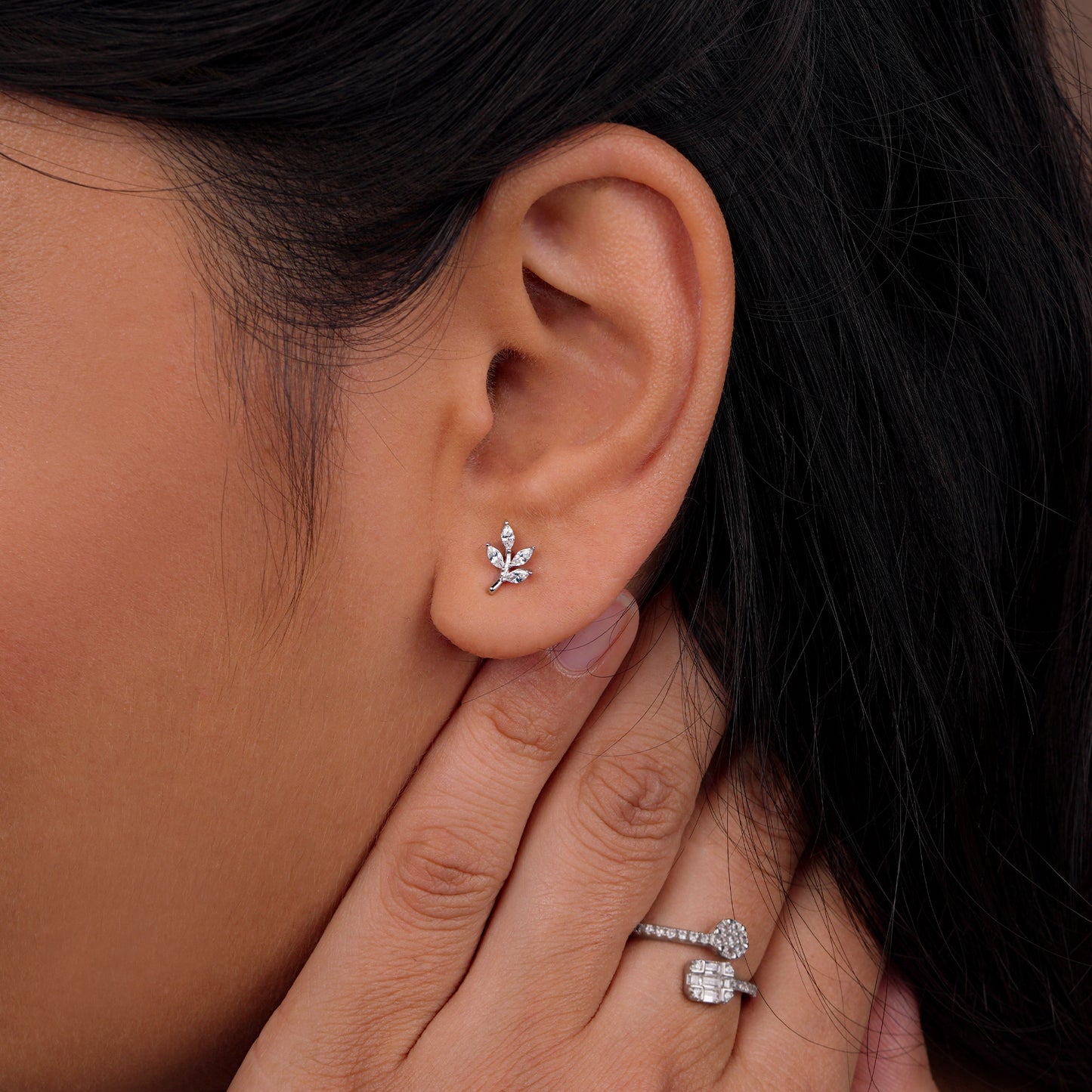 Whispering Leaf Diamond Studs