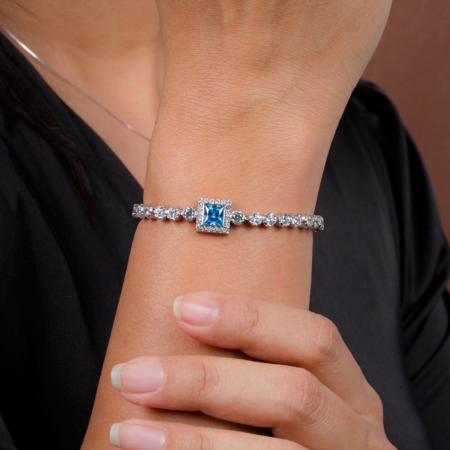 Buy Blue Royale Halo Tennis Bracelet