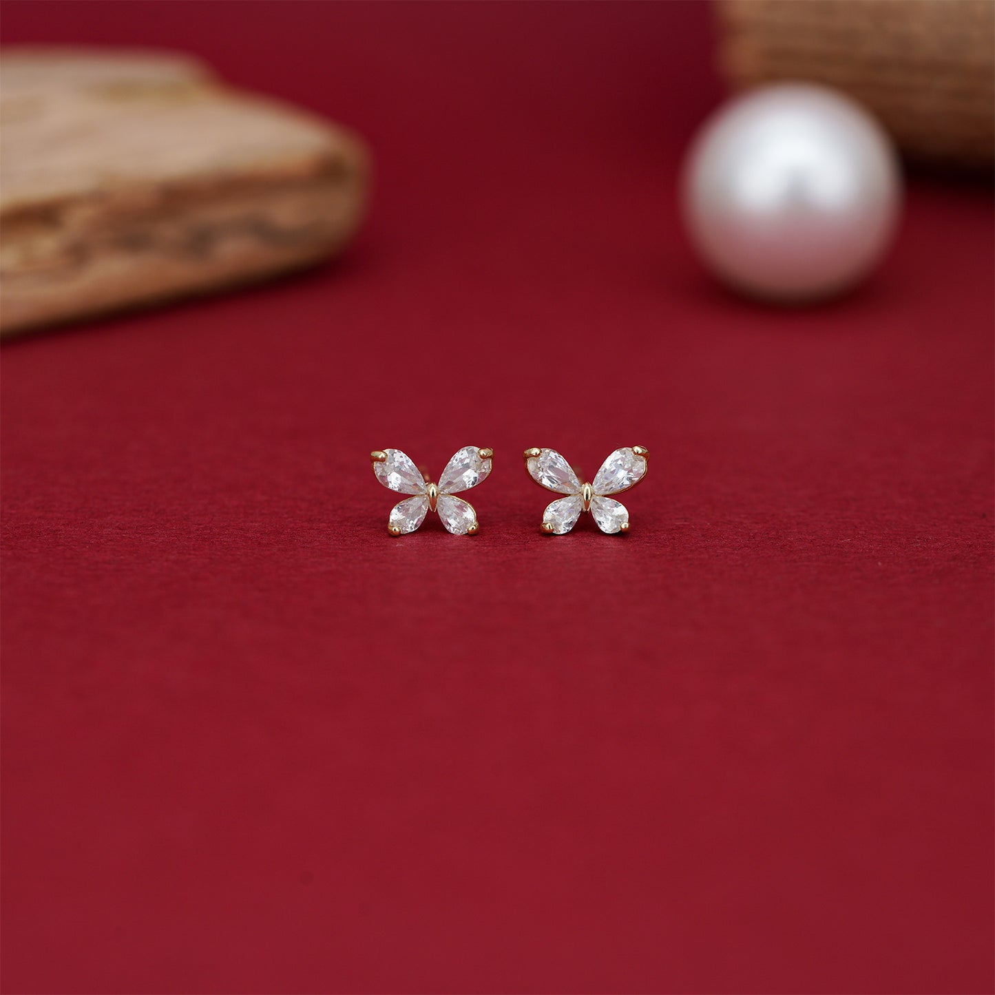 Sparkling Butterfly Crystal Stud Earrings