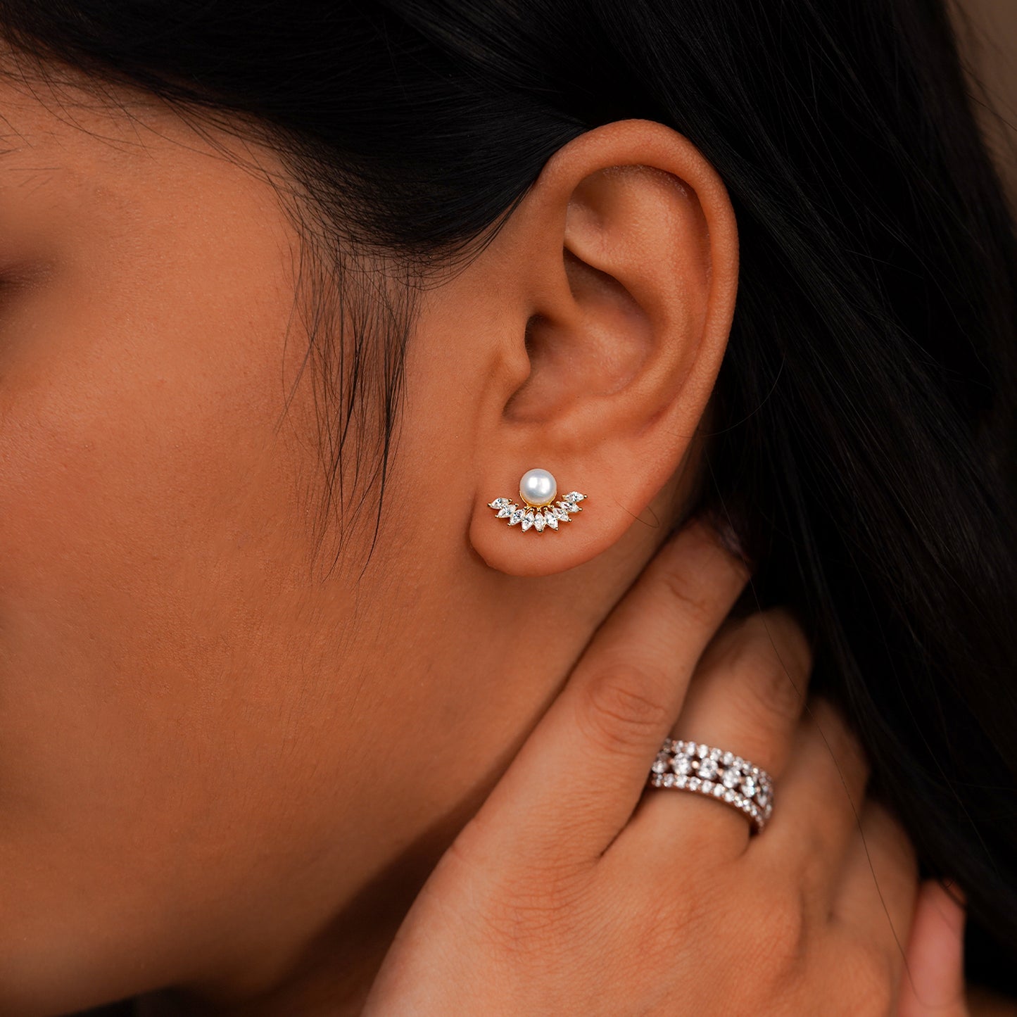 Pearl Radiance Fan Earrings