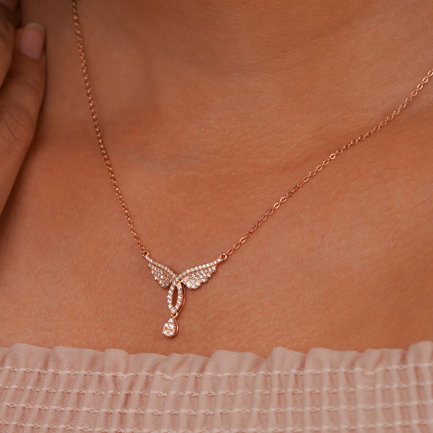 Seraphine Wing Drop Diamond Necklace