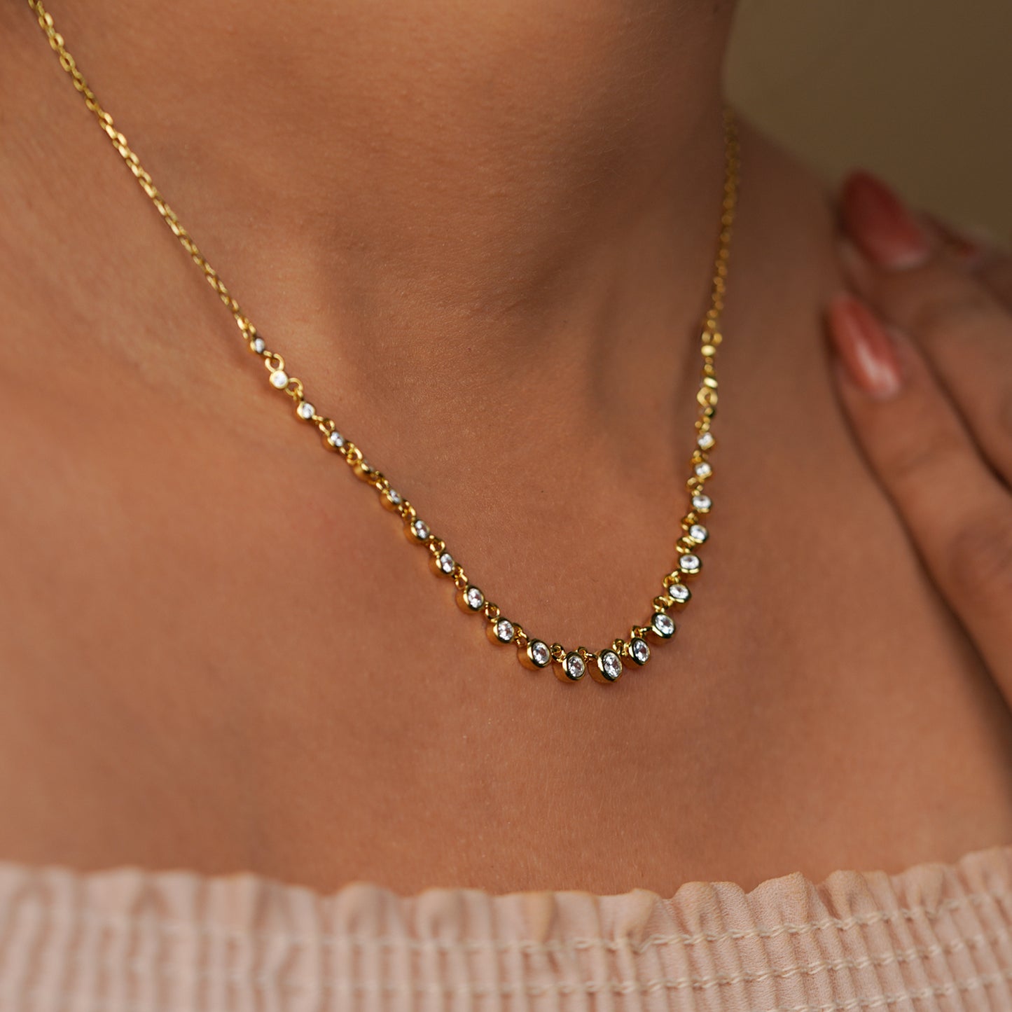 Classic Aurora Bezel Set Necklace