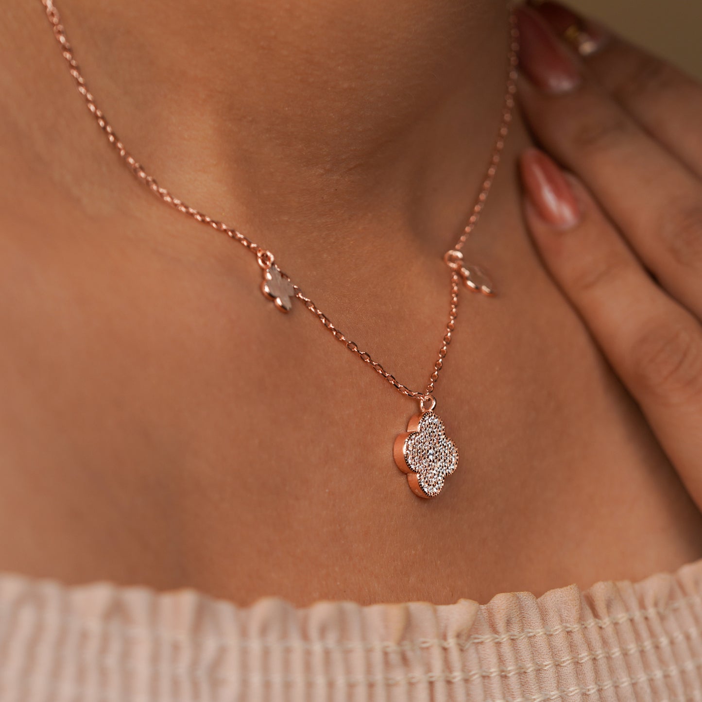 Radiant Clover Elegance Pendant Necklace