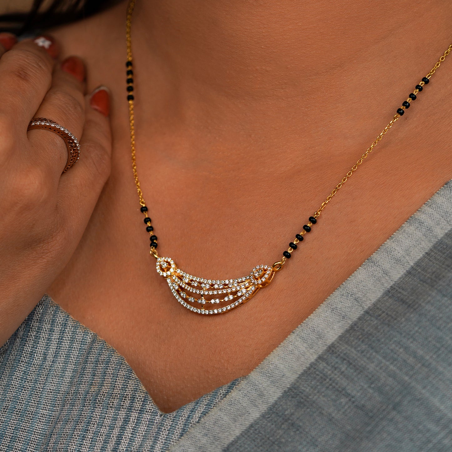 Saumyaa Diamond Arc Mangalsutra Necklace