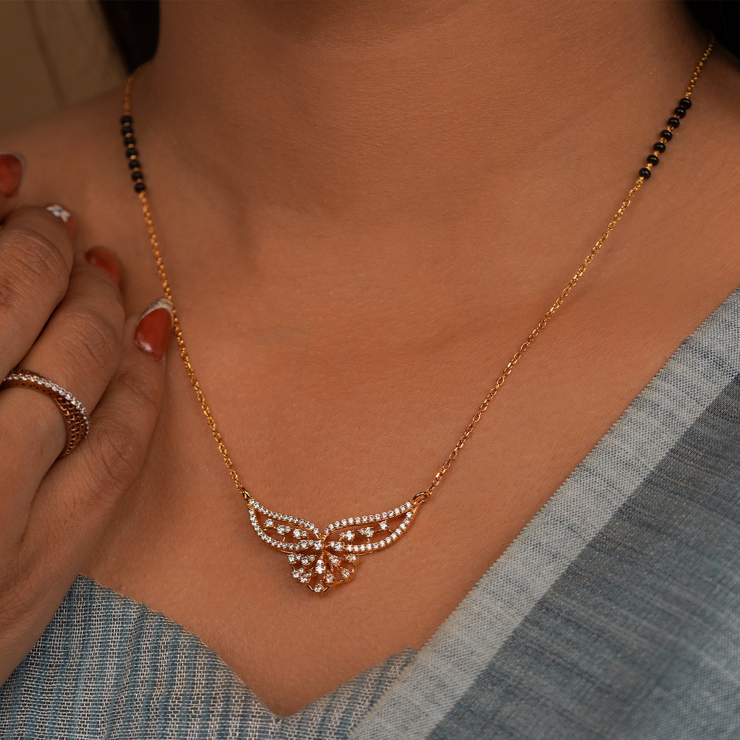 Suhani Sparkle Butterfly Mangalsutra Pendant Necklace