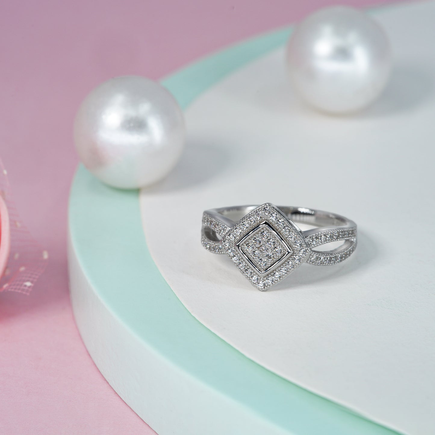 Pave Diamond Halo Ring