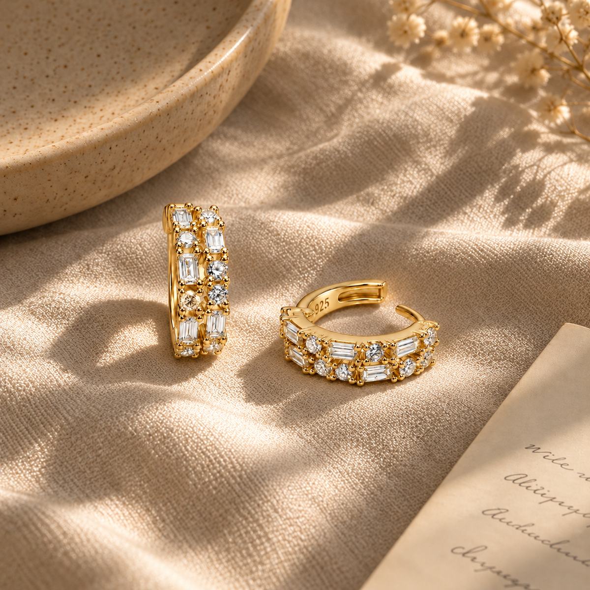 Celeste Baguette Sparkle Hoops