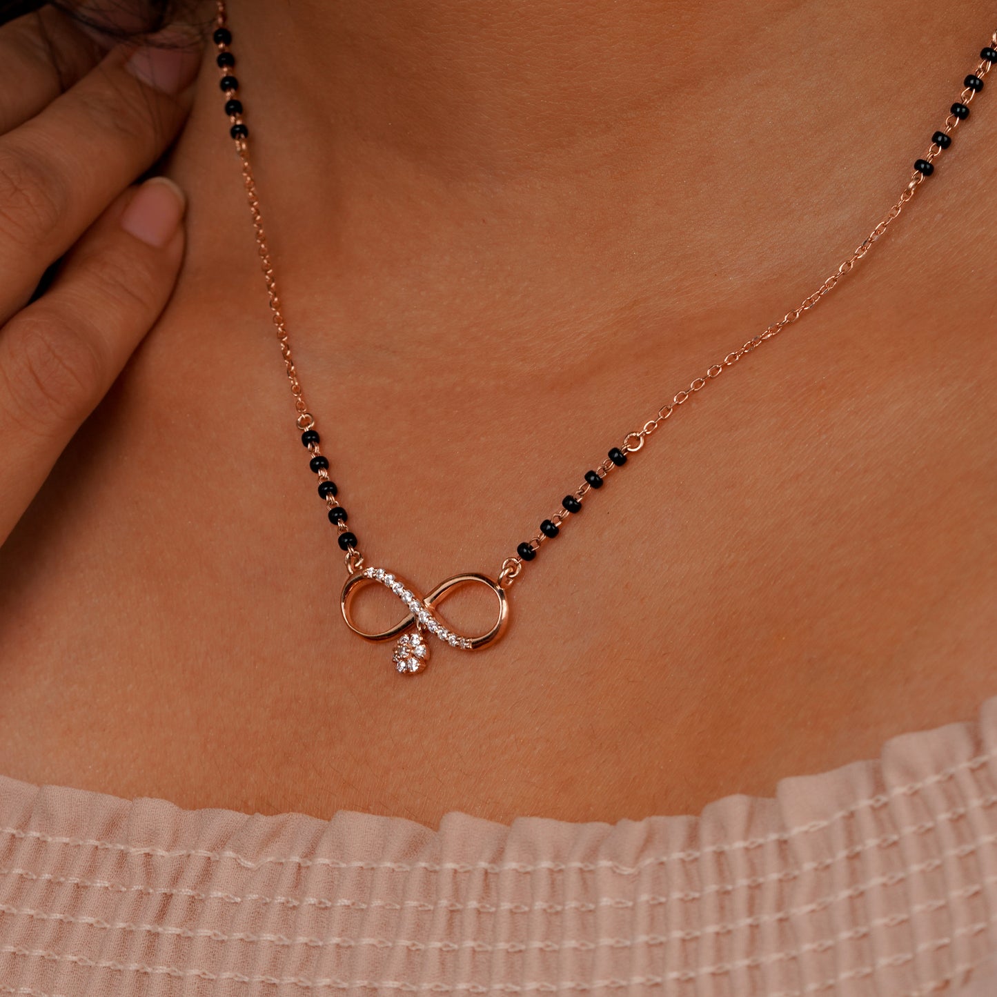 Infinity Floral Mangalsutra Pendant in 925 Silver