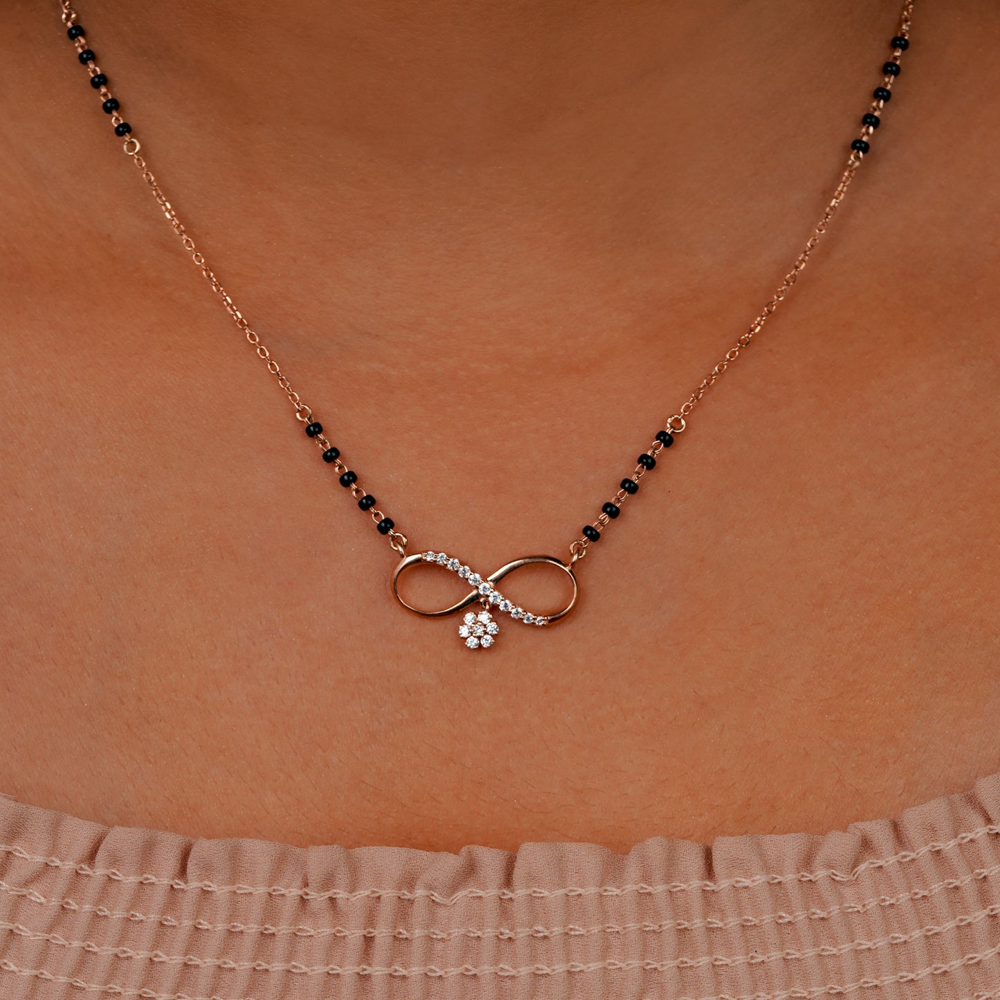 Infinity Floral Mangalsutra Pendant in 925 Silver