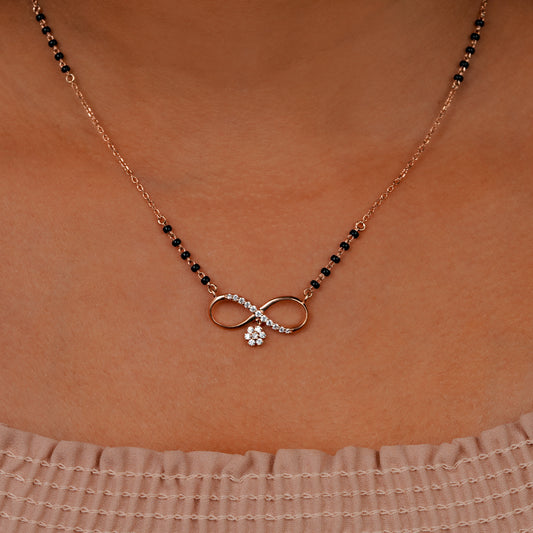 Infinity Floral Mangalsutra Pendant in 925 Silver