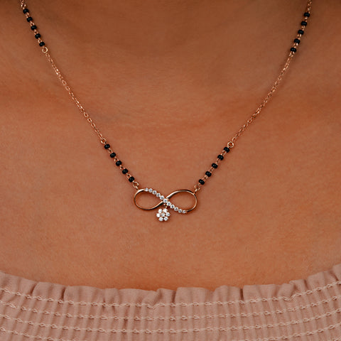 Infinity Floral Mangalsutra Pendant in 925 Silver