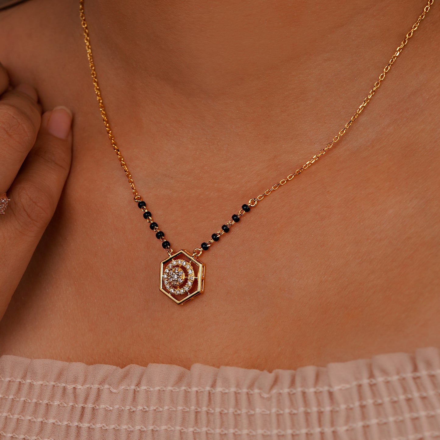Circular Bloom 925 Silver Mangalsutra