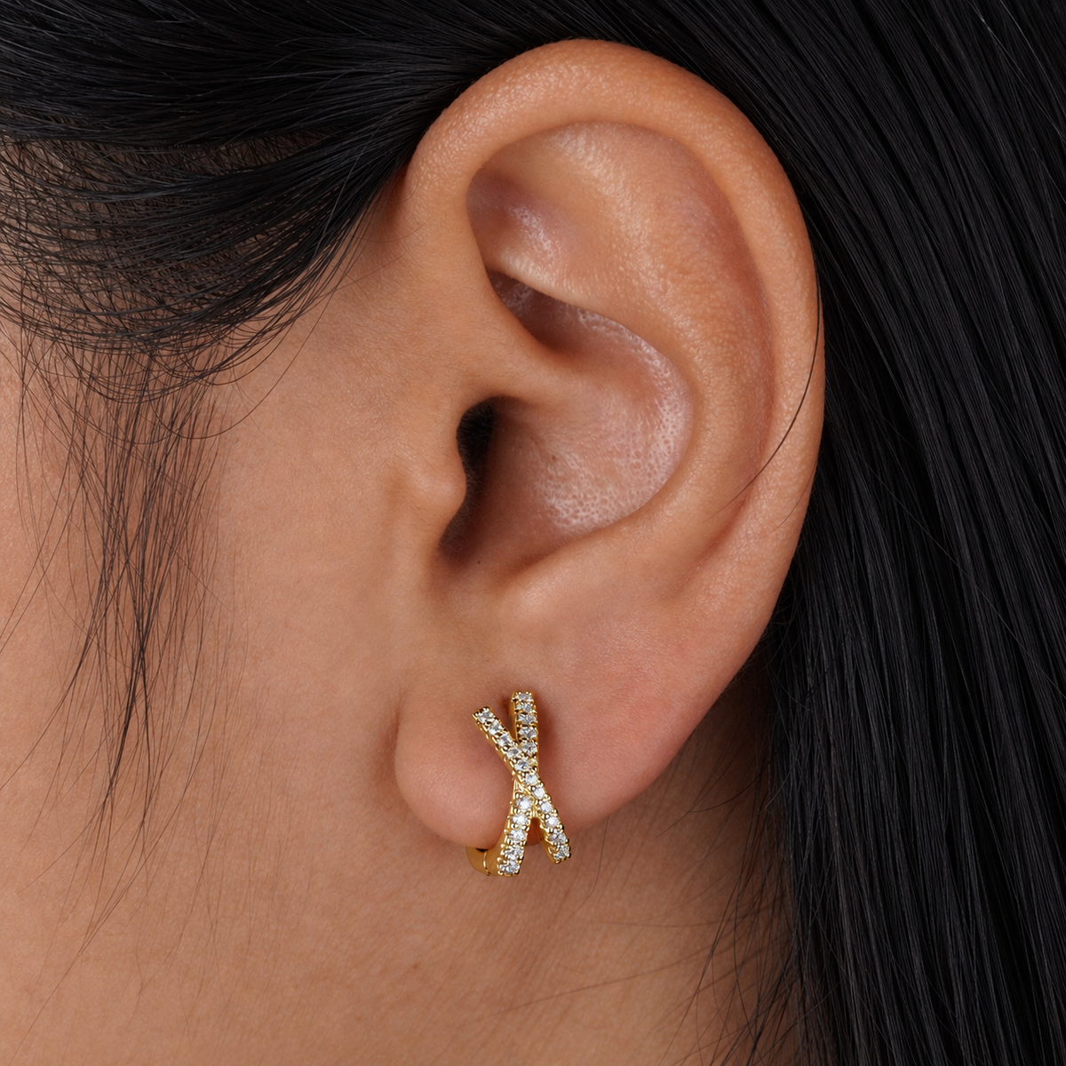 Xenia Criss-Cross Sparkle Hoops