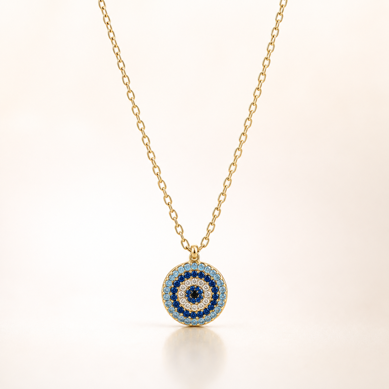 Celestial Blue Evil Eye Gold Pendant Necklace