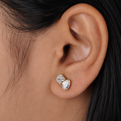 Twin-Cut Stud Earrings