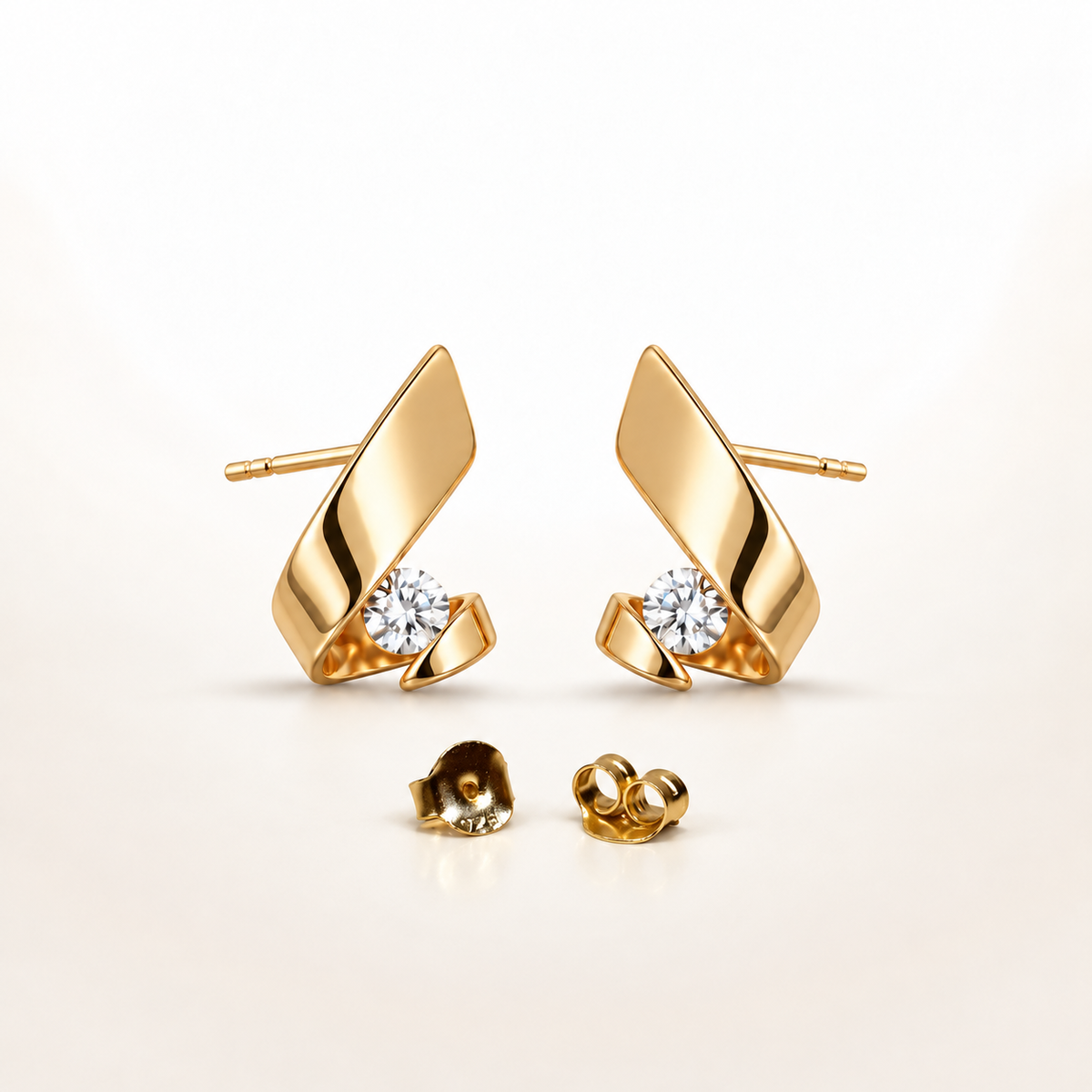 Sculpted Luxe Solitaire Earrings