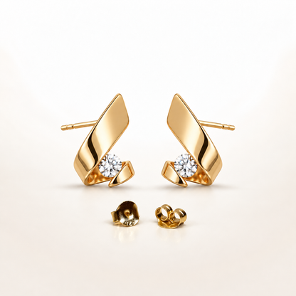 Sculpted Luxe Solitaire Earrings
