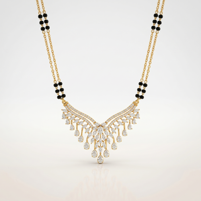 Diamond V-Shape Drop Mangalsutra Necklace