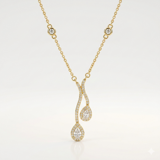 Diamond Dual Drop Pendant Necklace