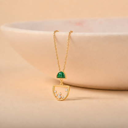 Verdant Celestial Art Deco Pendant