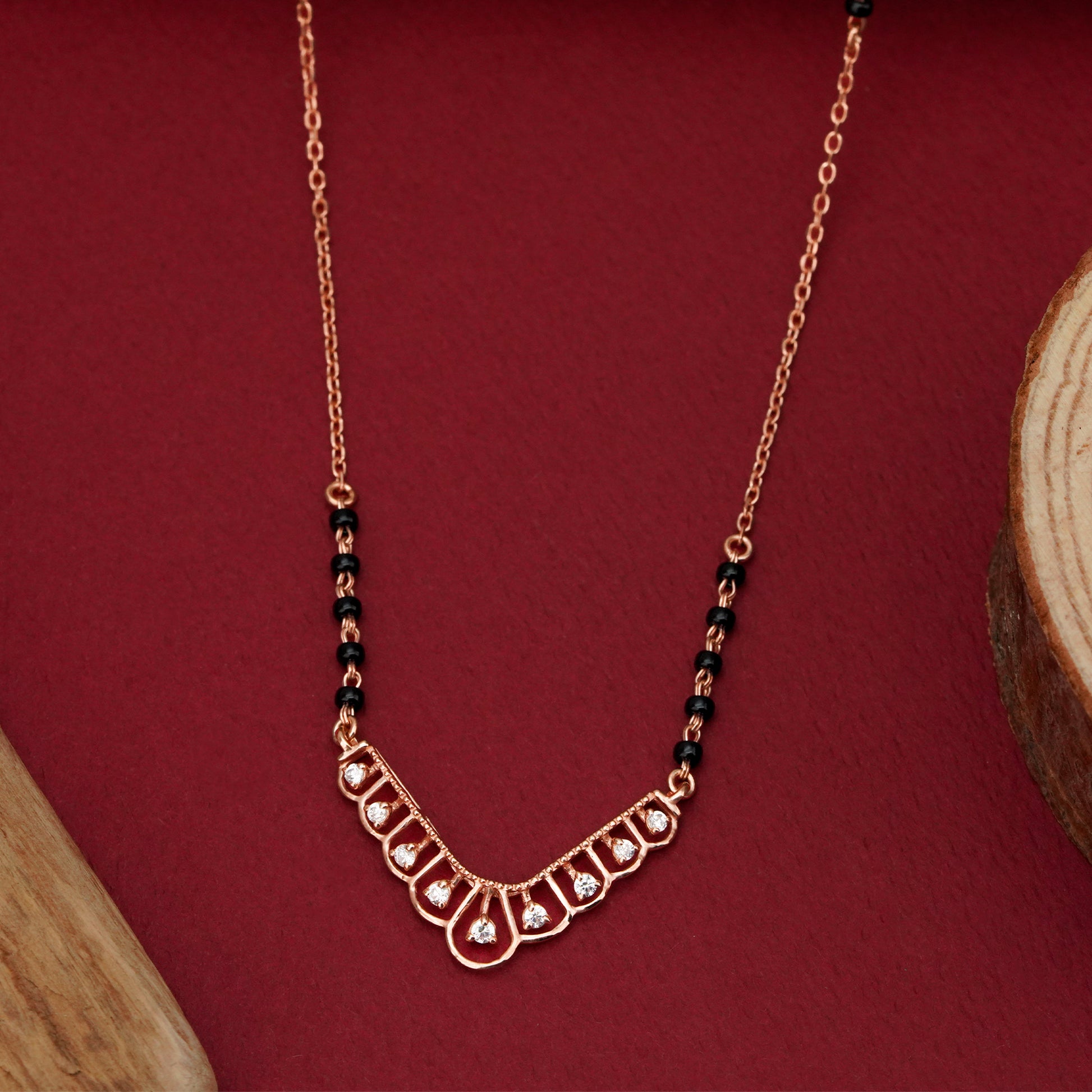 V-Style Geometric Mangalsutra Pendant in 925 Silver – Diamo