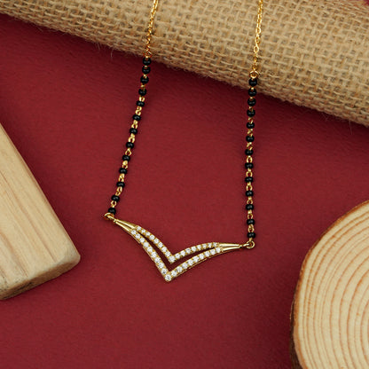 Elegant V-Curve 925 Silver Diamond Mangalsutra