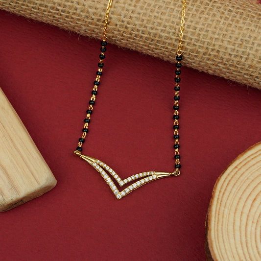 Elegant V-Curve 925 Silver Diamond Mangalsutra