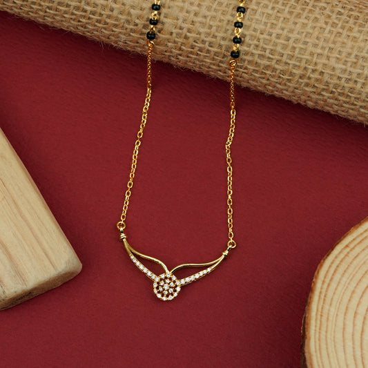 Floral Aura 925 Silver Diamond Mangalsutra
