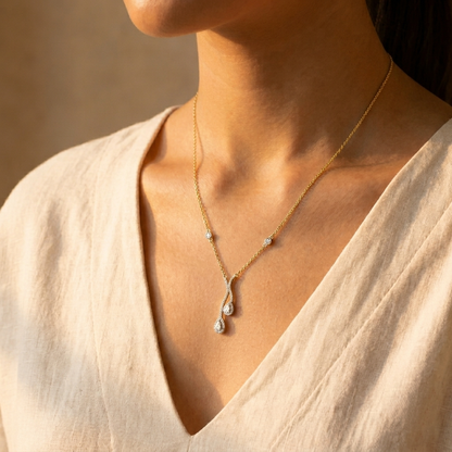 Diamond Dual Drop Pendant Necklace