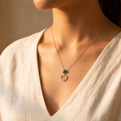Verdant Celestial Art Deco Pendant