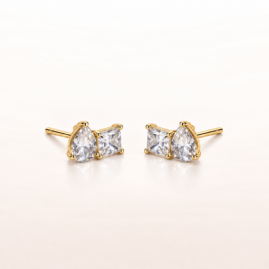 Twin-Cut Stud Earrings