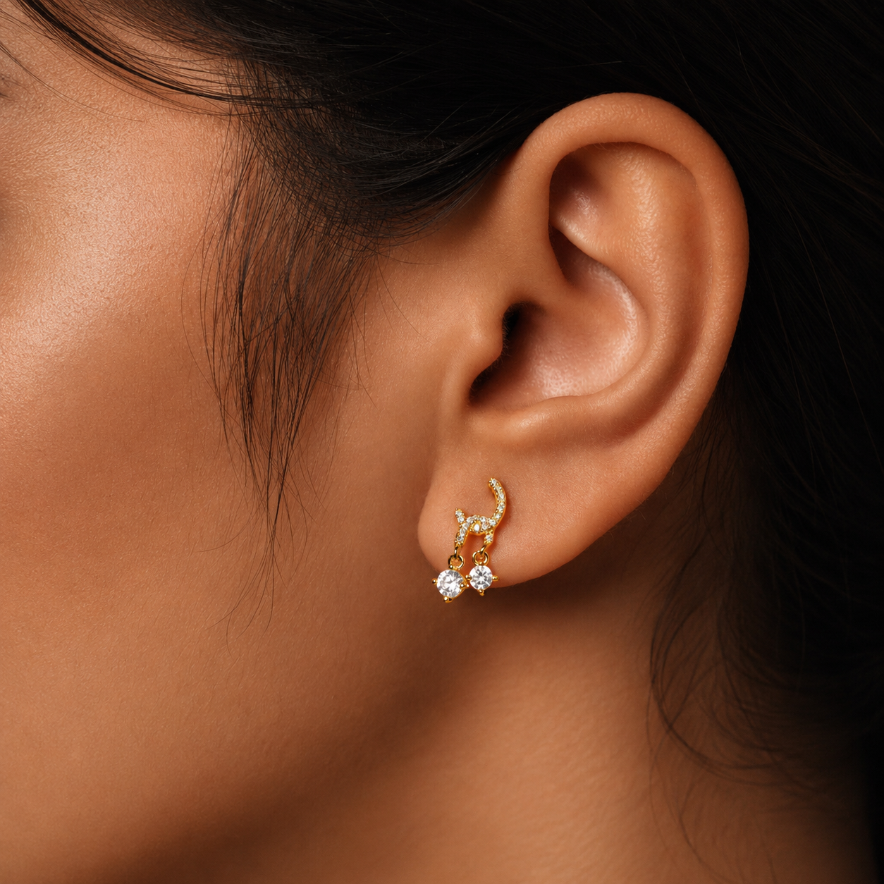 Sparkling Crystal Curve Drop Earrings