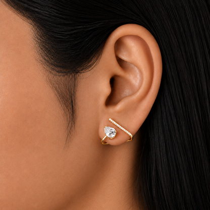 Elegant Pear Shape Stone Ear Cuff